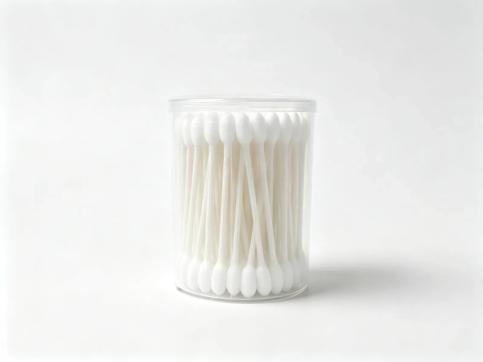 Large jar of white showerproof cotton swabs