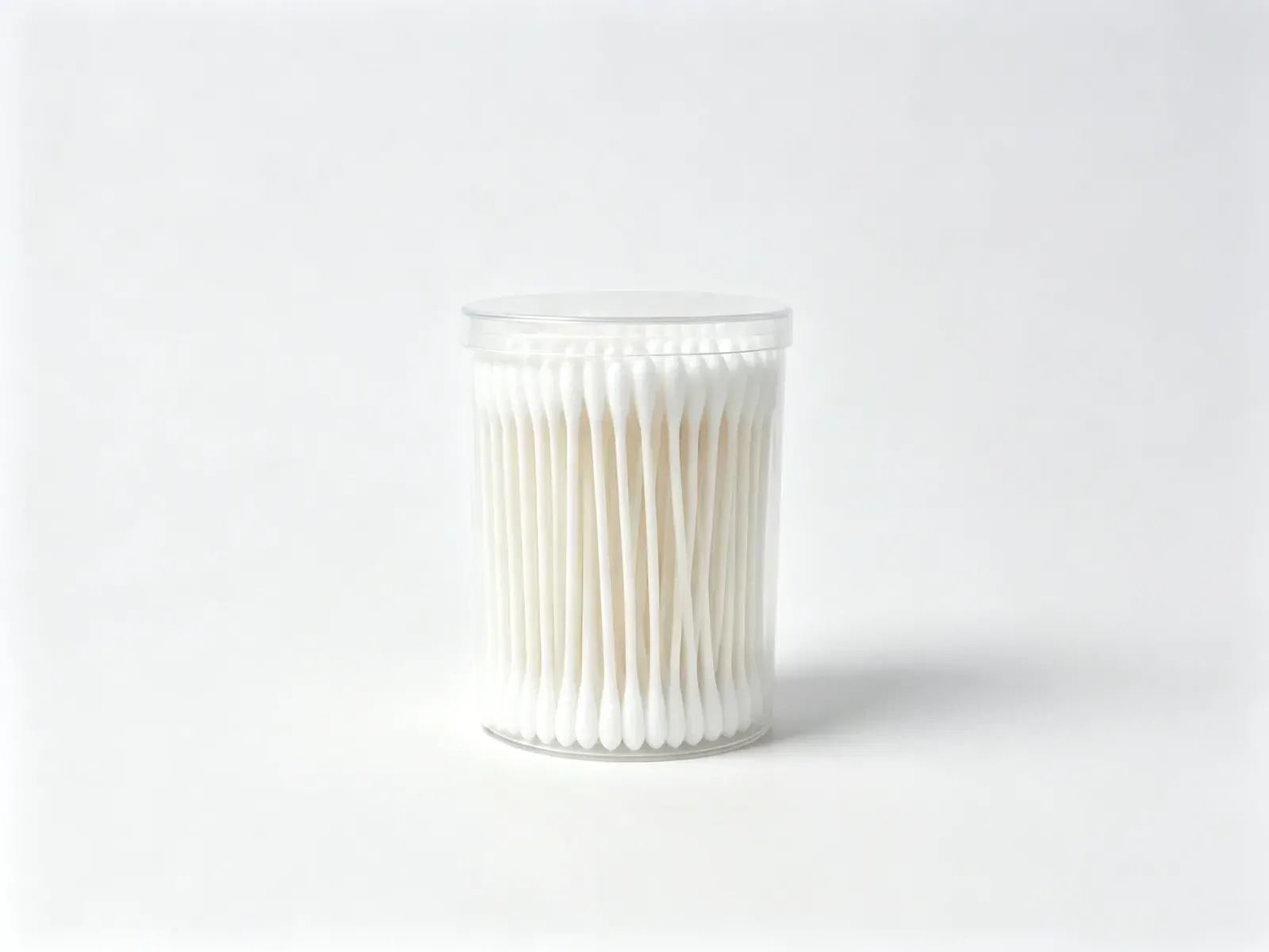 Jar of white antibacterial cotton swabs