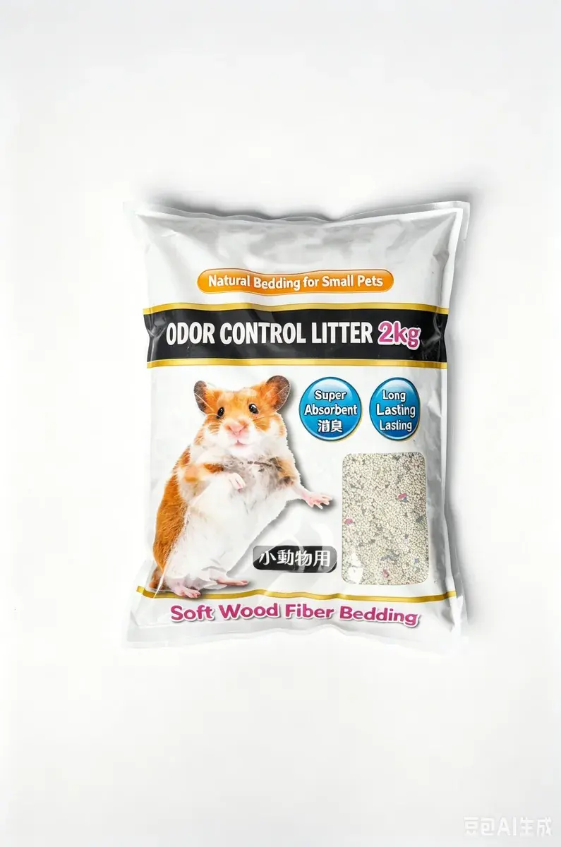 First package design for soft wood-fibre hamster bedding