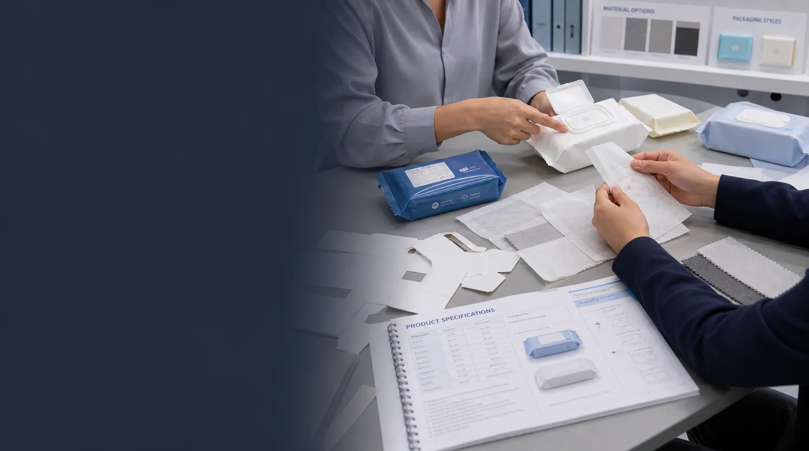 Illustrative incoming quality inspection of non-woven samples and wet-wipe packaging